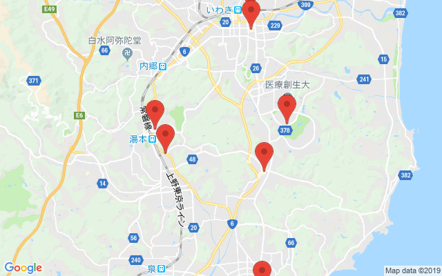 いわきの保険相談窓口のマップ